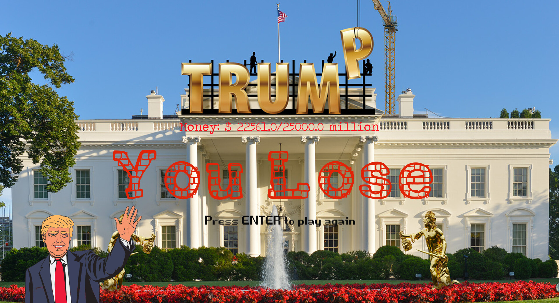 screenshot van de mini game Trumps Wall door Wouter Moraal