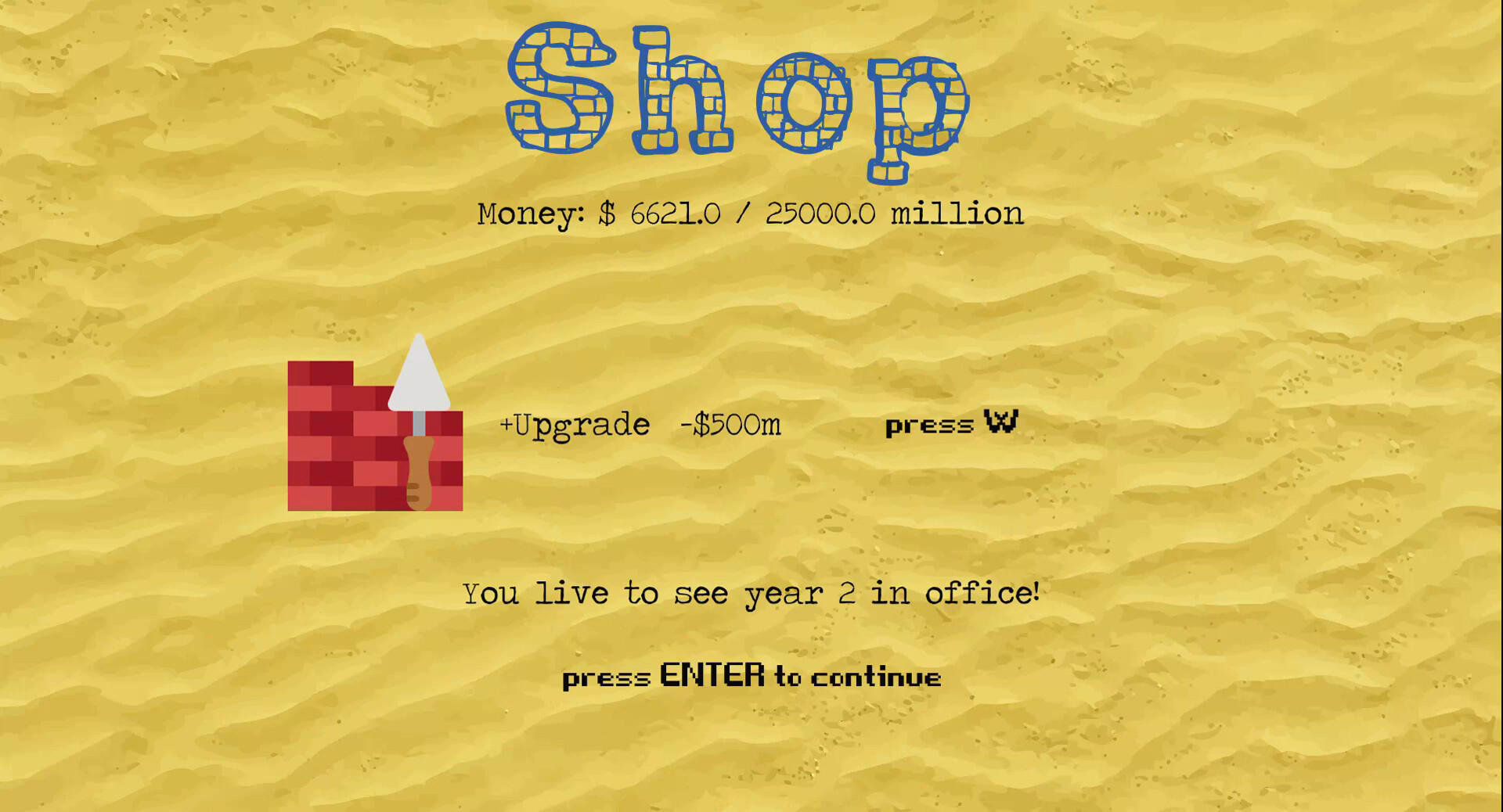 screenshot van de mini game Trumps Wall door Wouter Moraal