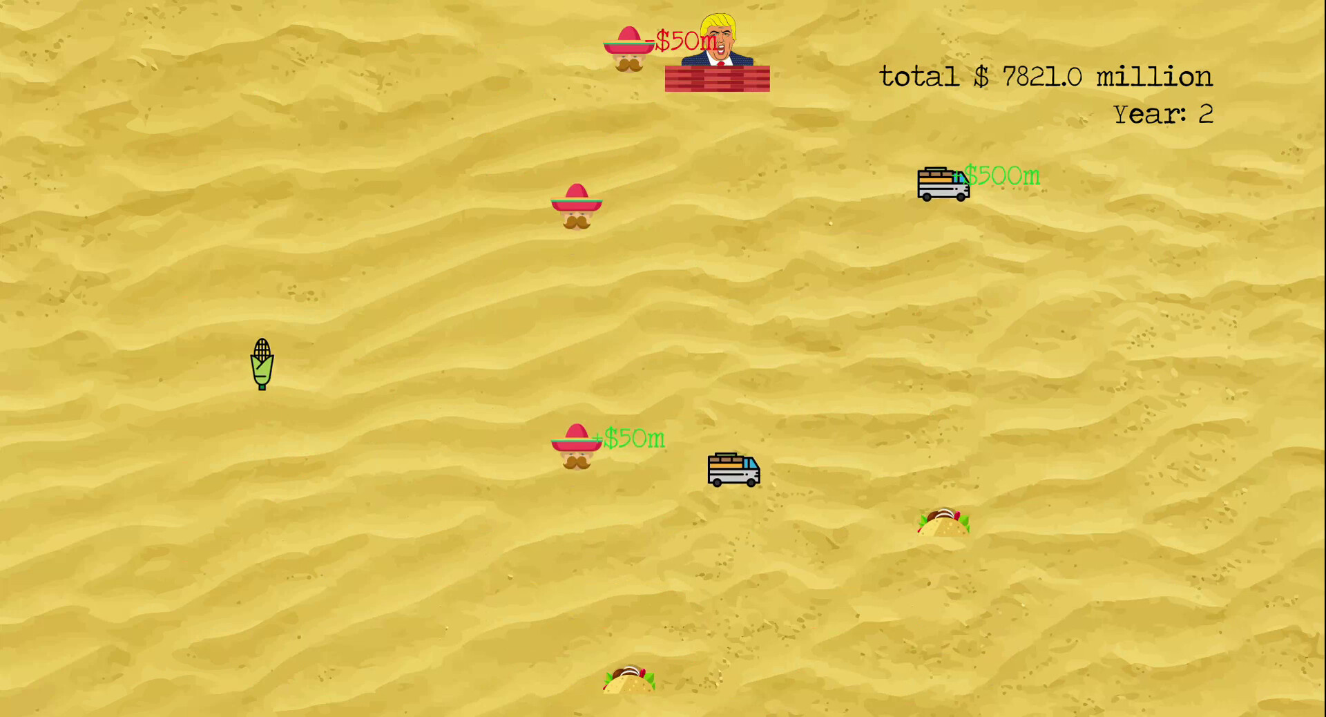 screenshot van de mini game Trumps Wall door Wouter Moraal